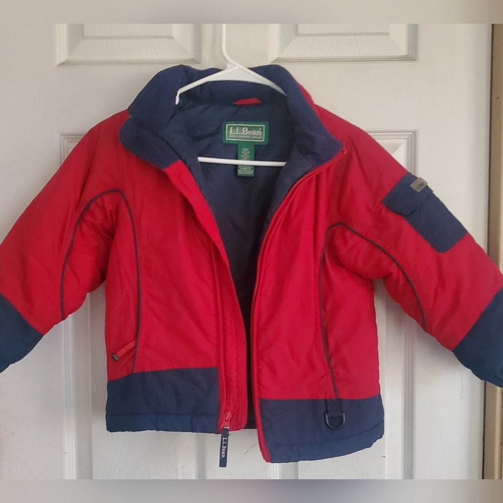 L.L. Bean Kids Red and Navy Puffer Jacket Size 5/6